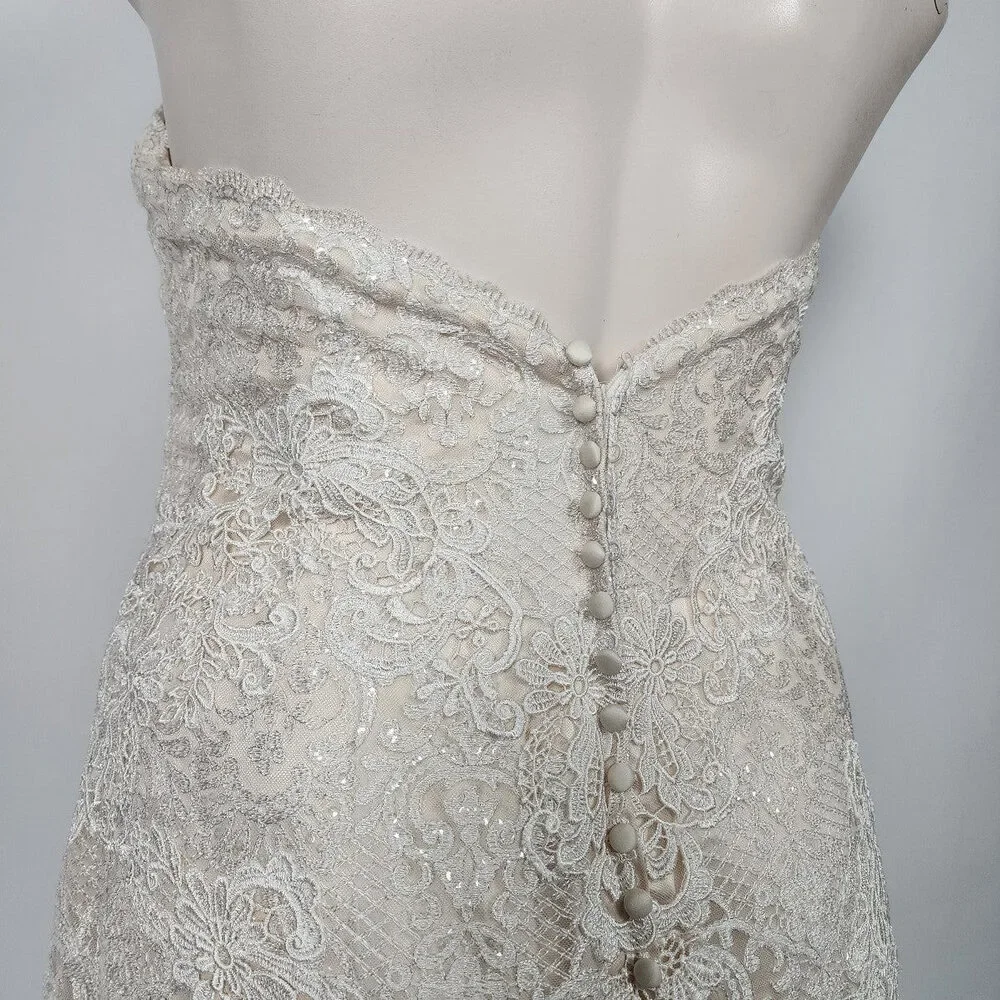 Allure Bridals 9407 Ivory Lace Mermaid Wedding Gown Size 1x-2x - Picture 7 of 11